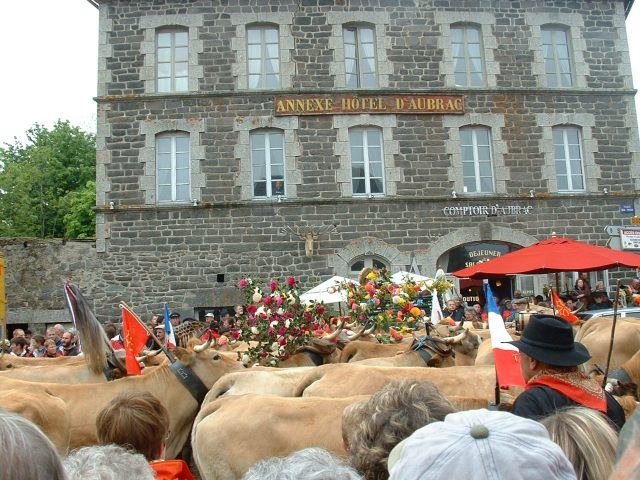 Main square in the village of Aubrac, where the transhumance festivities take place